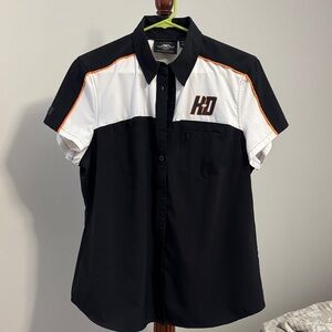 Harley-Davidson Black and White Button Down Shirt